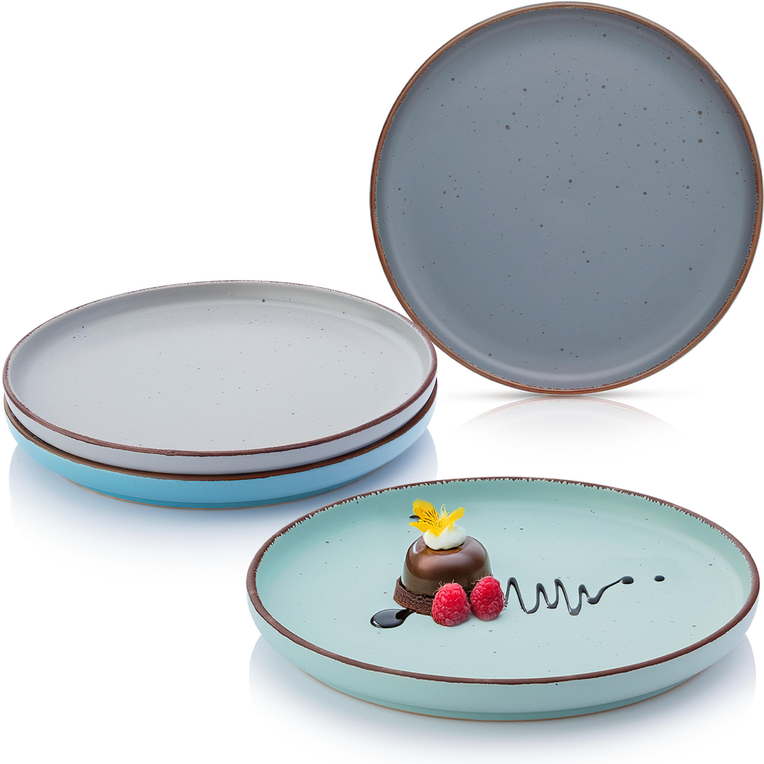 DESSERTTELLER BOMBAY SKY SHADES - 4 teilig aus Steingut - Blau/Grau, Stein (20.5cm) - Sänger