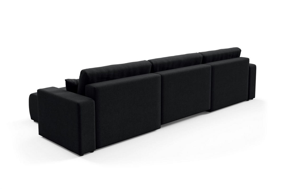 WOHNLANDSCHAFT Augusto - Schwarz, Holzwerkstoff/Textil (344/82/149cm) - Fun Möbel