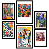 POSTER Set Mit 6 Gelbe & Rote Töne Von Matisse Kräftige Farben A3 & A4 Schwarzer Rahmen - Schwarz, Papier (29/3cm) - Nacnic