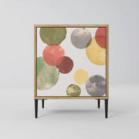 SIDEBOARD FLEETING HAPPINESS, Eichefarben, 57,5x42x72,5 cm, Schwarze Metallfüße - Eichefarben/Multicolor, Holzwerkstoff/Metall (57.5/72.5/42cm) - SpaceRebels