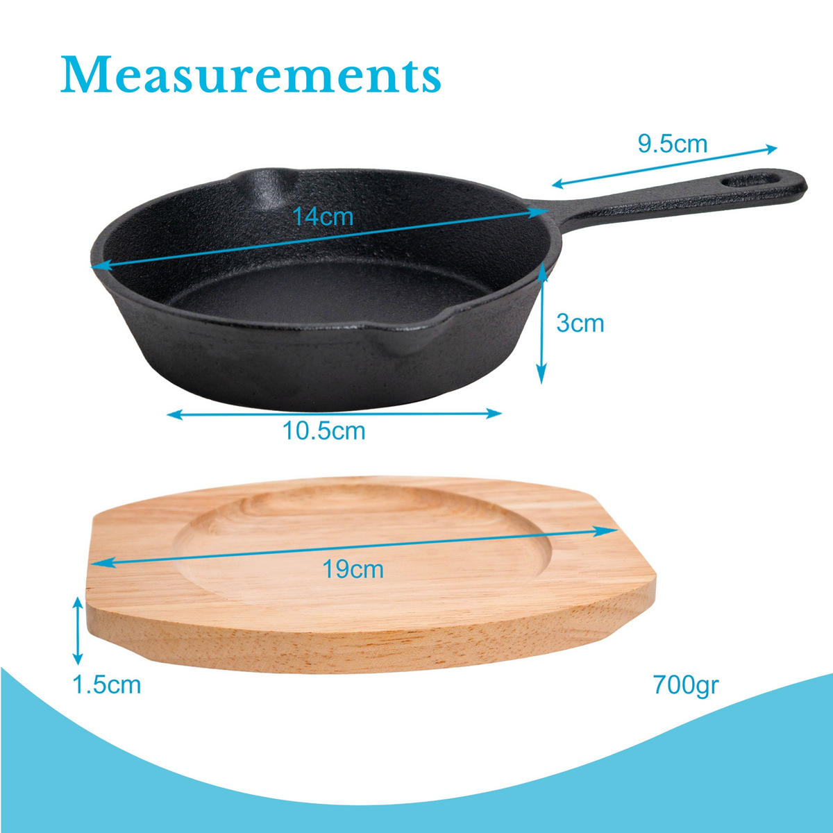 GUSSEISENPFANNE - Schwarz, Metall (13.5cm) - Intirilife