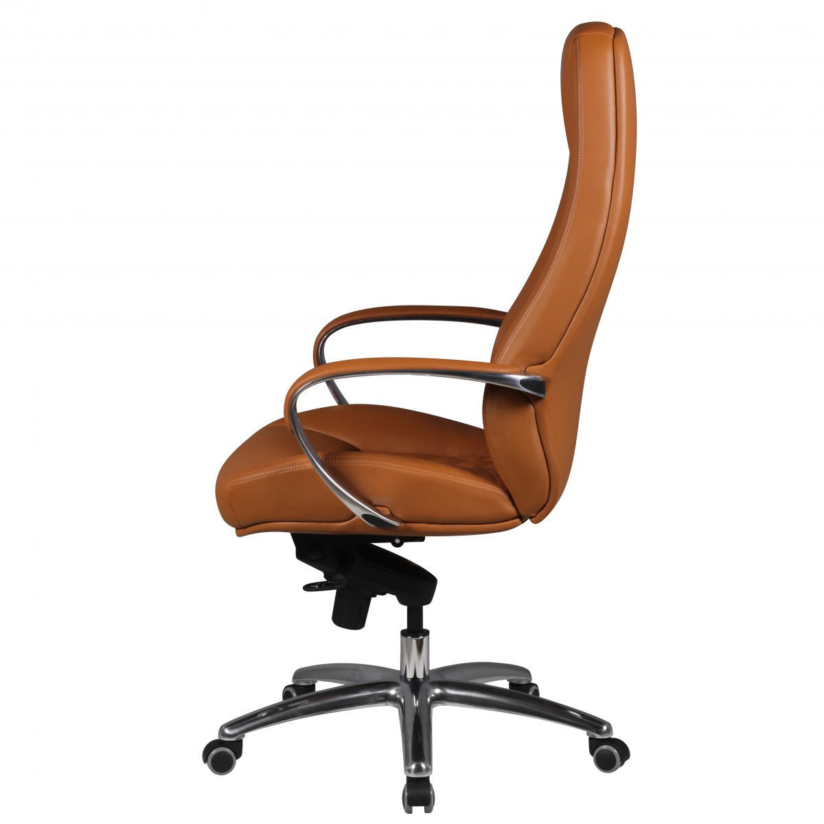 CHEFSESSEL Echtleder mit Aluminiumfußkreuz und ergonomischer Sitzform MADRID, Beige 70x68x130 cm - Beige/Silberfarben, Leder/Metall (70/130/68cm) - KADIMA DESIGN