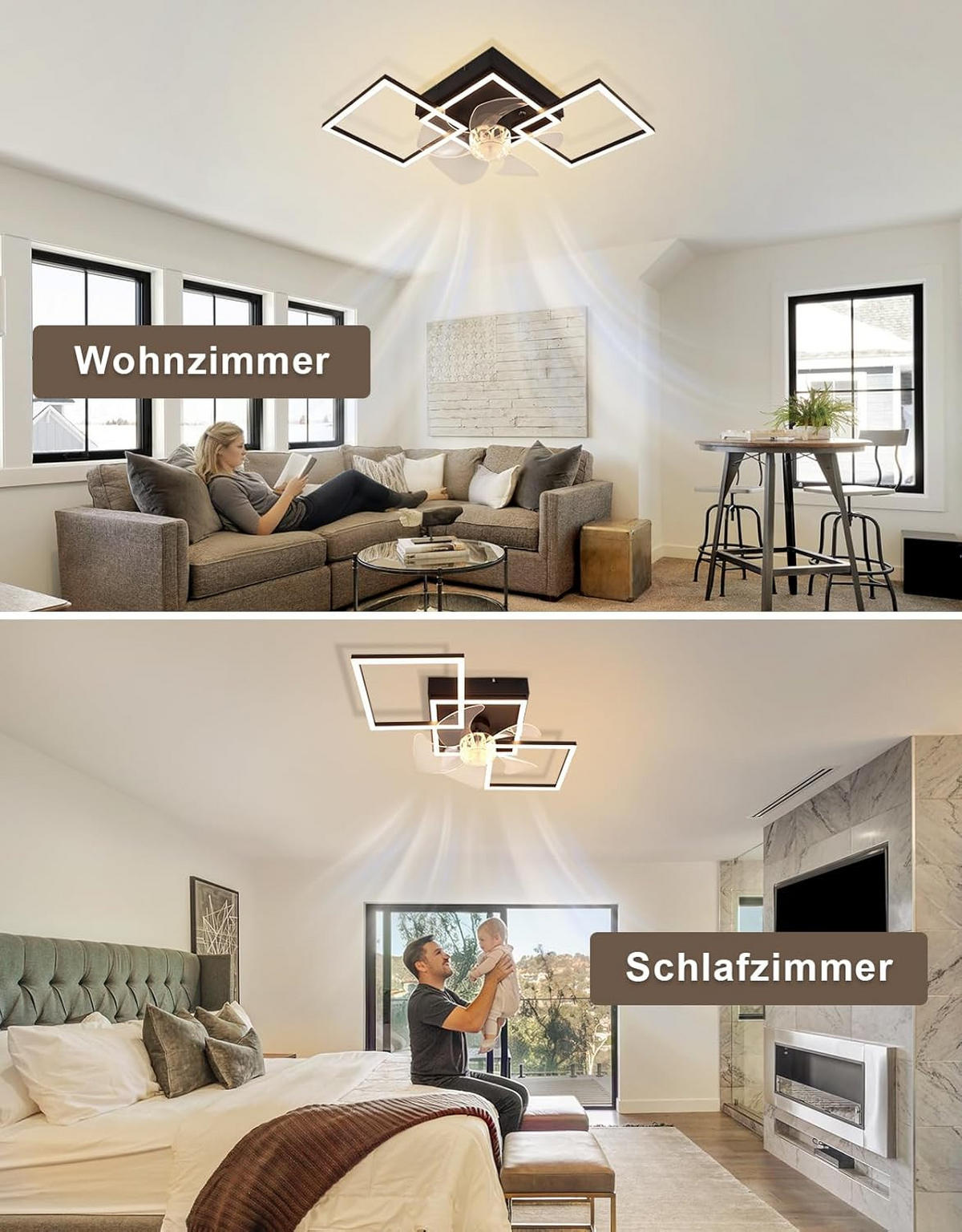 LED stropní ventilátor 31/68/14 cm - černá, kov (68/31/14cm) - Nettlife