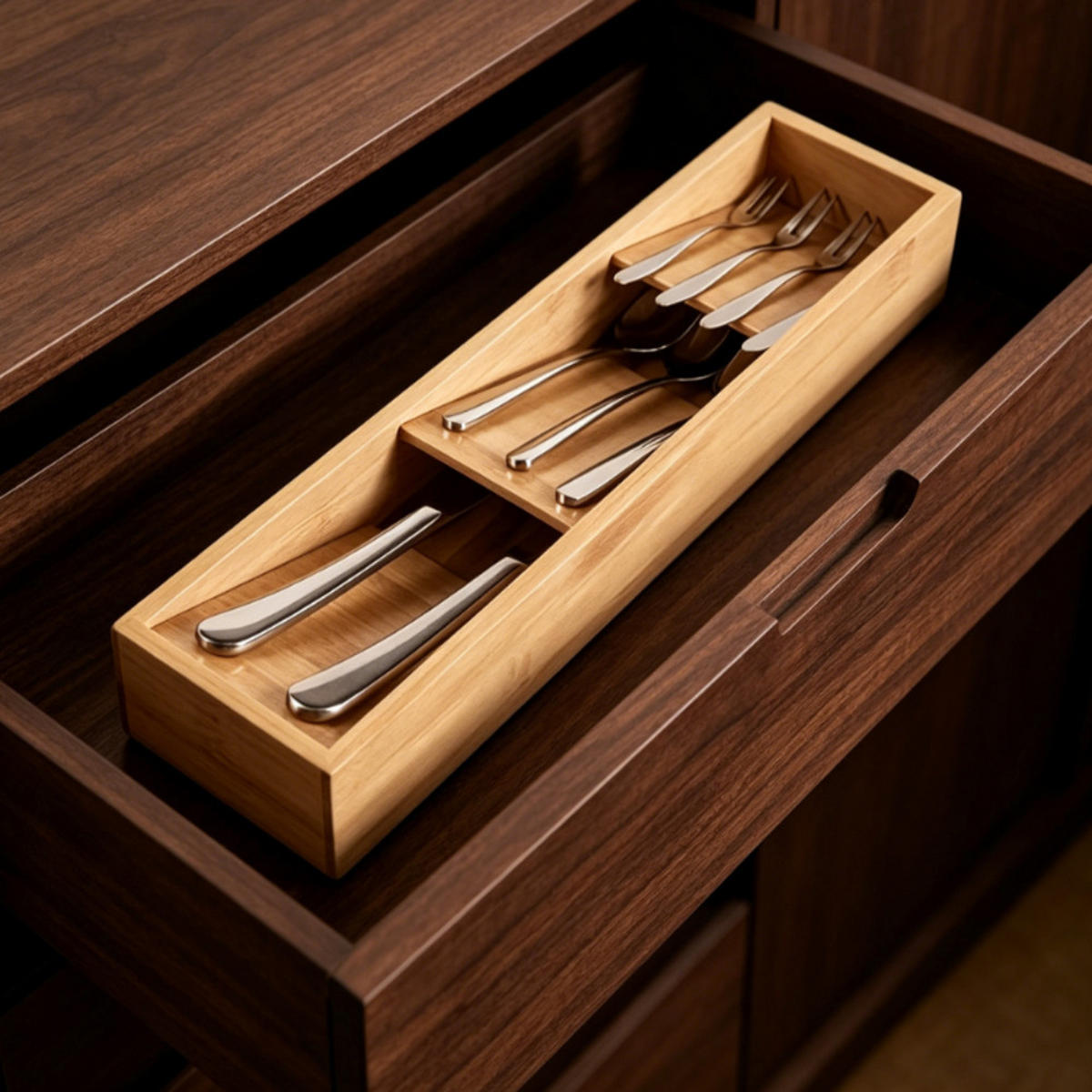 BESTECKAUFBEWAHRUNGSBOX, Holz, Braun, 38 x 9,5 x 4,7 cm, 2 Stück - Braun, Holz (9.5/4.7/38cm) - Authentics