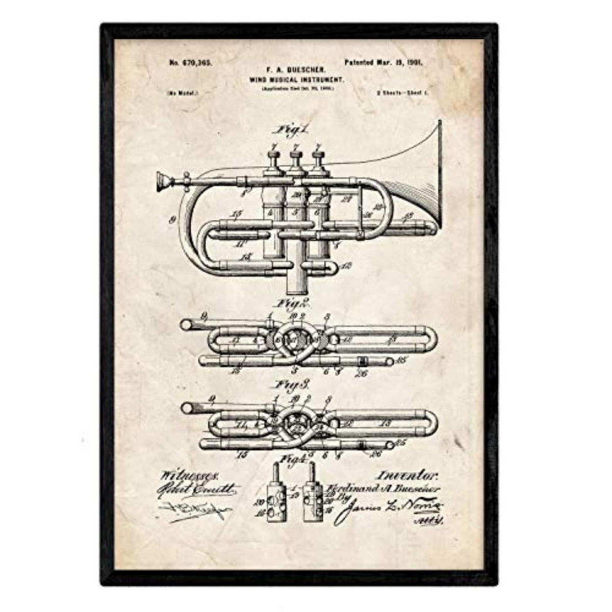 POSTER Trompete Patent A3 Rahmenlos - Klar, Papier (29.7/5/42cm) - Nacnic
