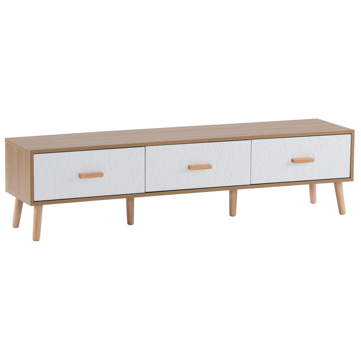 TV-SCHRANK mit 3 Schubladen 150 x 39 x 35 cm Weiß/Holz - Weiß, Holzwerkstoff (35/39/150cm) - Beauniv