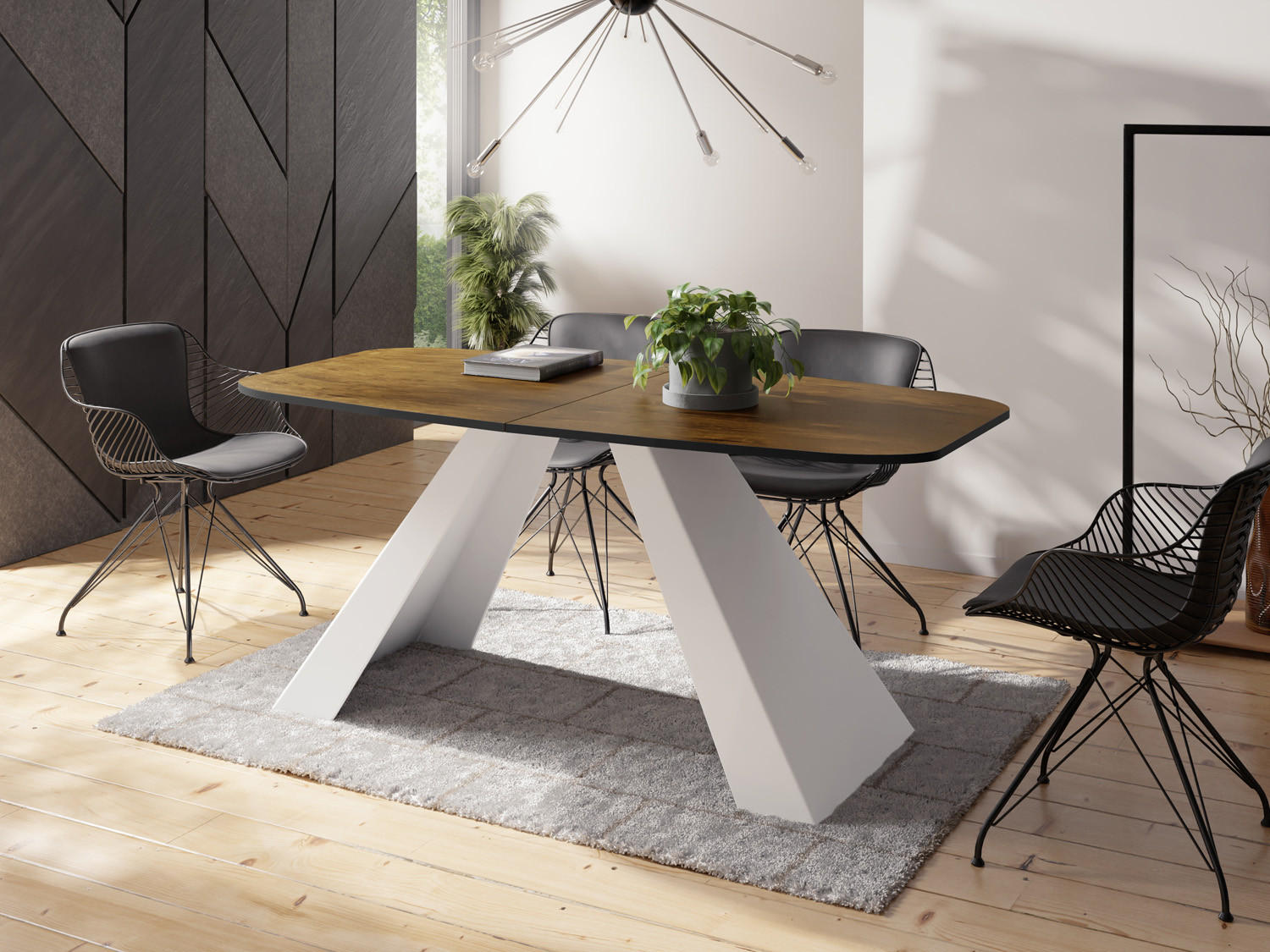ESSTISCH Monte Weiß rechteckig ausziehbar, Lefkas Eiche 180-220/90/76 cm - Alteiche/Weiß, Holzwerkstoff/Metall (180/90/76cm) - WFL GROUP
