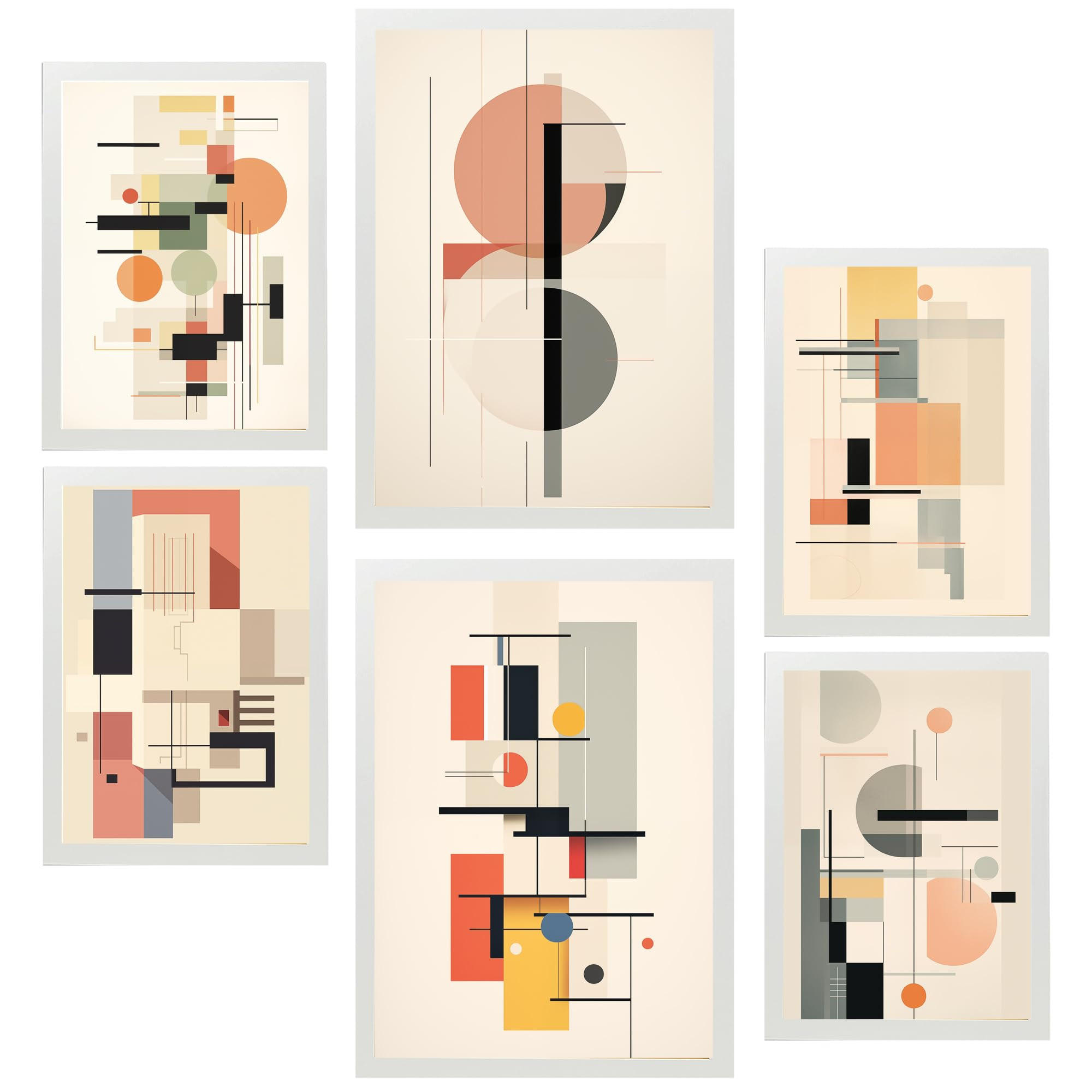 POSTER Set Mit 6 Bauhaus Celeste Celeste Graue Farben - Weiß, Papier (29/3cm) - Nacnic