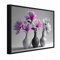 BILDER mit Rahmen Blumen in einer Vase Natur Rosa 60x40 cm - Multicolor, Holzwerkstoff (60/40cm) - Wallarena