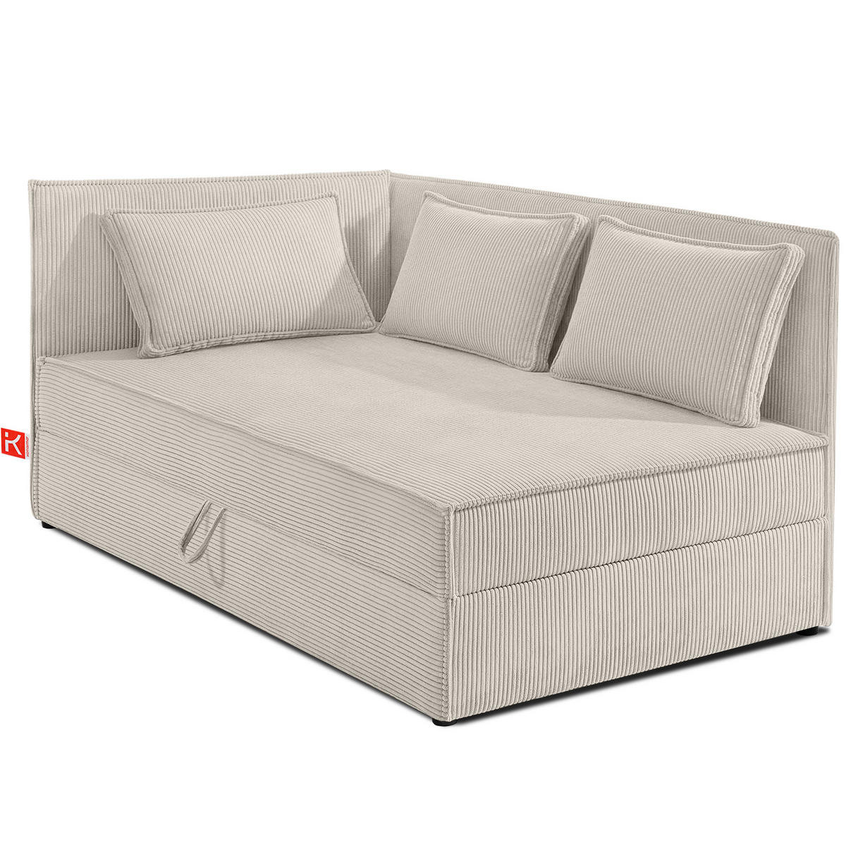 JUGENDBETT ROTI Einzelbett mit Bettkasten, 90x200cm, Bett mit Bonellmatratze, mit Rückenlehne - Creme/Schwarz, Holz/Holzwerkstoff (92/200cm) - KONSIMO®