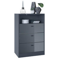 KOMMODE Pino Fronten in Grau Hochglanz - Grau, Holzwerkstoff (56/86.5/36cm) - Vladon