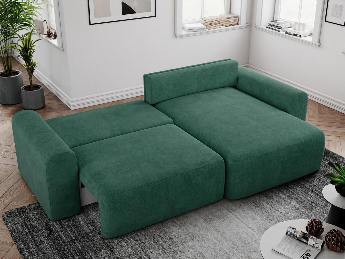 ECKSOFA NELSON Grün Struktur - Schwarz/Grün, Kunststoff/Textil (274/152cm) - MKS