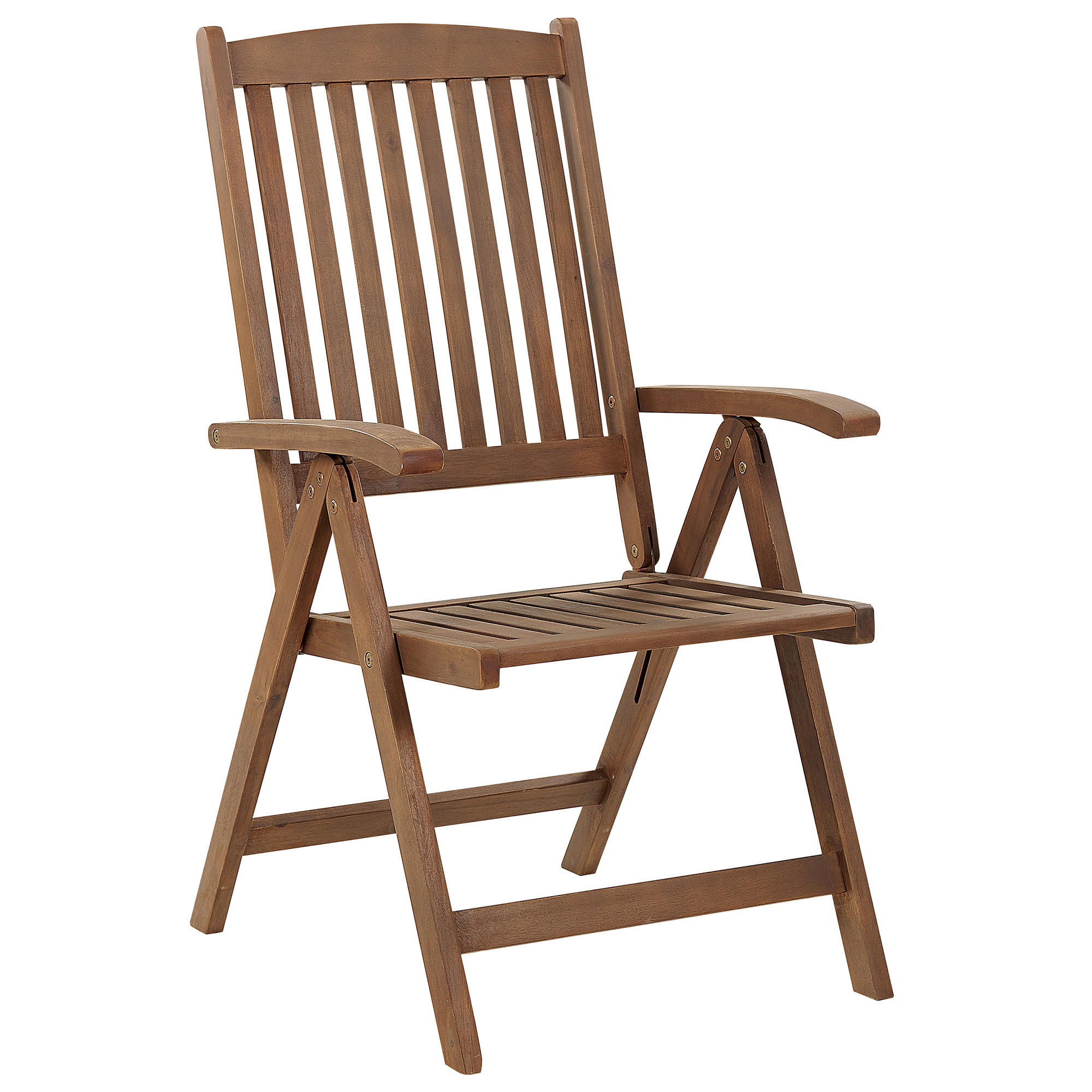 GARTENSTUHL Akazienholz dunkelbraun verstellbar Amantea - Dunkelbraun, Holz (54/105/69cm) - Beliani