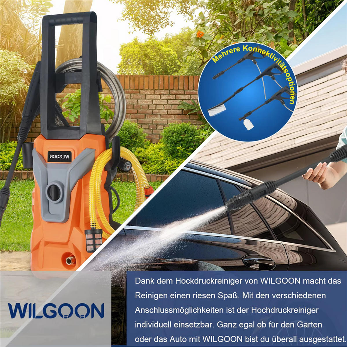 HOCHDRUCKREINIGER 2200W Mobil Räder - Orange, Kunststoff (1/1/1cm) - Coonoor