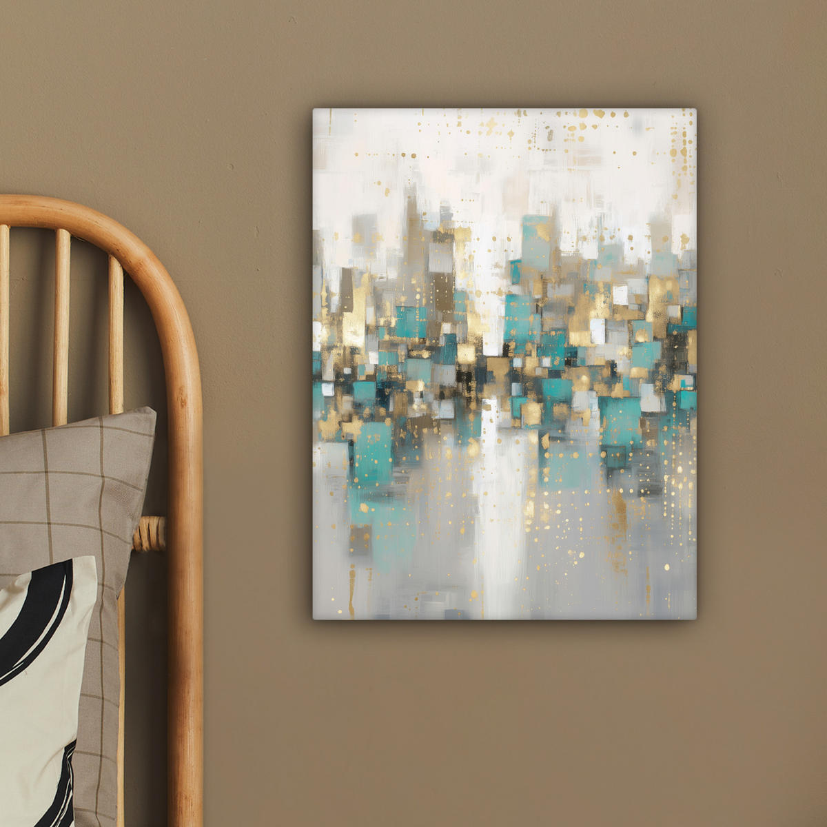 LEINWANDBILD Abstrakt - Blöcke - Gold - Skyline Room Decor 30x40 cm - Beige, Textil (30/40cm) - MuchoWow