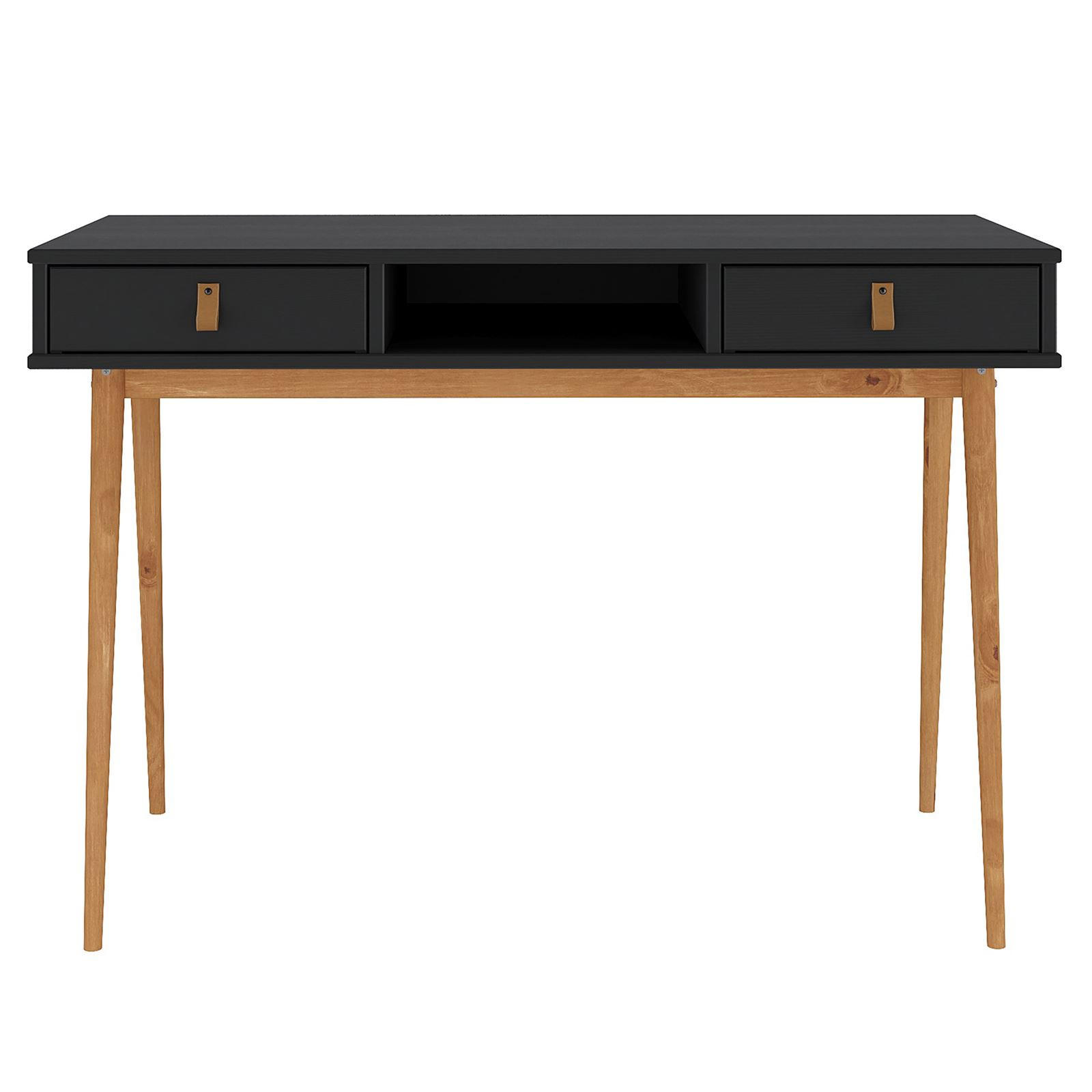 SCHREIBTISCH KIM - Eichefarben/Schwarz, Holz (50/110/76cm) - IDIMEX