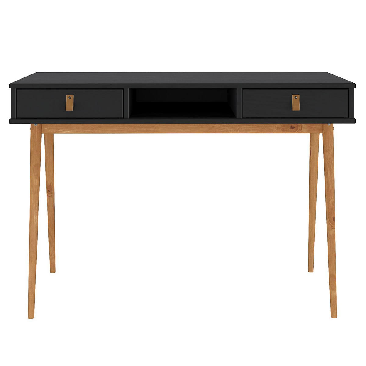 SCHREIBTISCH KIM - Eichefarben/Schwarz, Holz (50/110/76cm) - IDIMEX