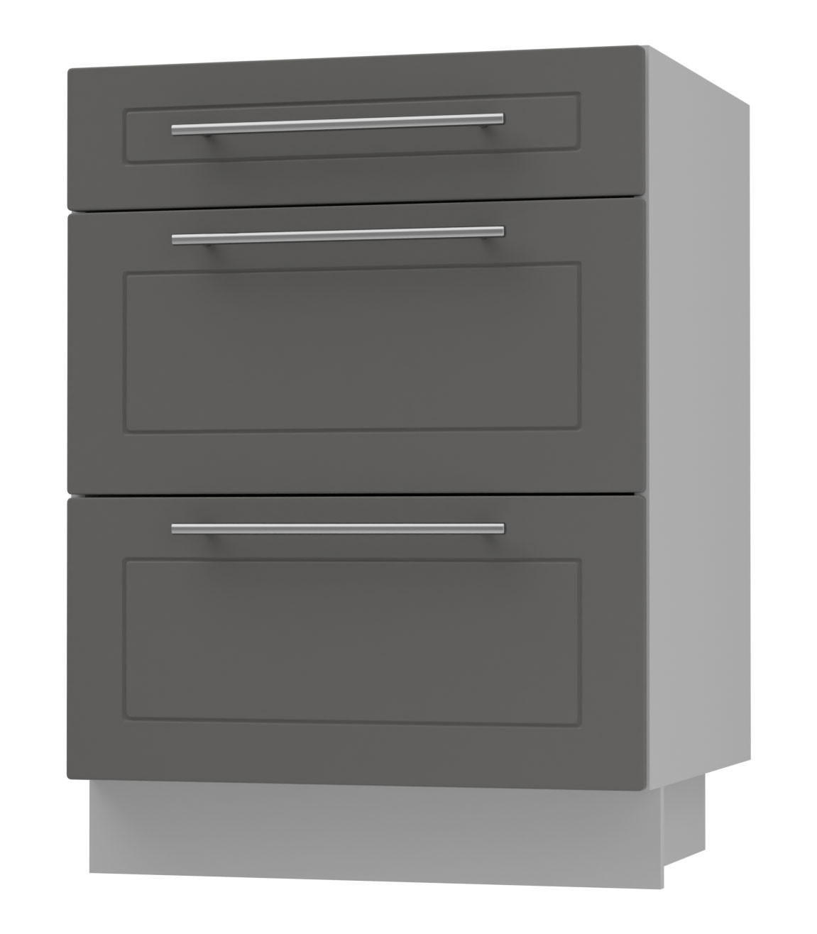 SCHUBLADENUNTERSCHRANK Kvantum D3M/60 60 / 50 / 82cm - Graphitfarben/Grau, Holz/Holzwerkstoff (60/82/50cm) - Feldmann-Wohnen
