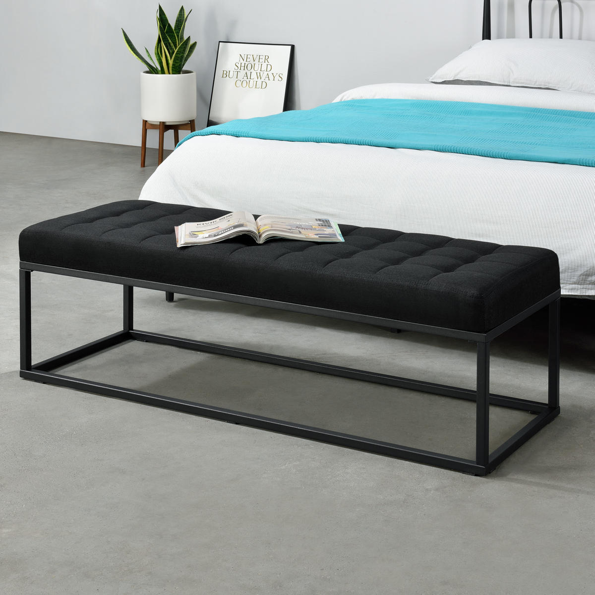 POLSTERBANK Salta - Schwarz, Textil/Metall (120/38/40cm) - pro.tec