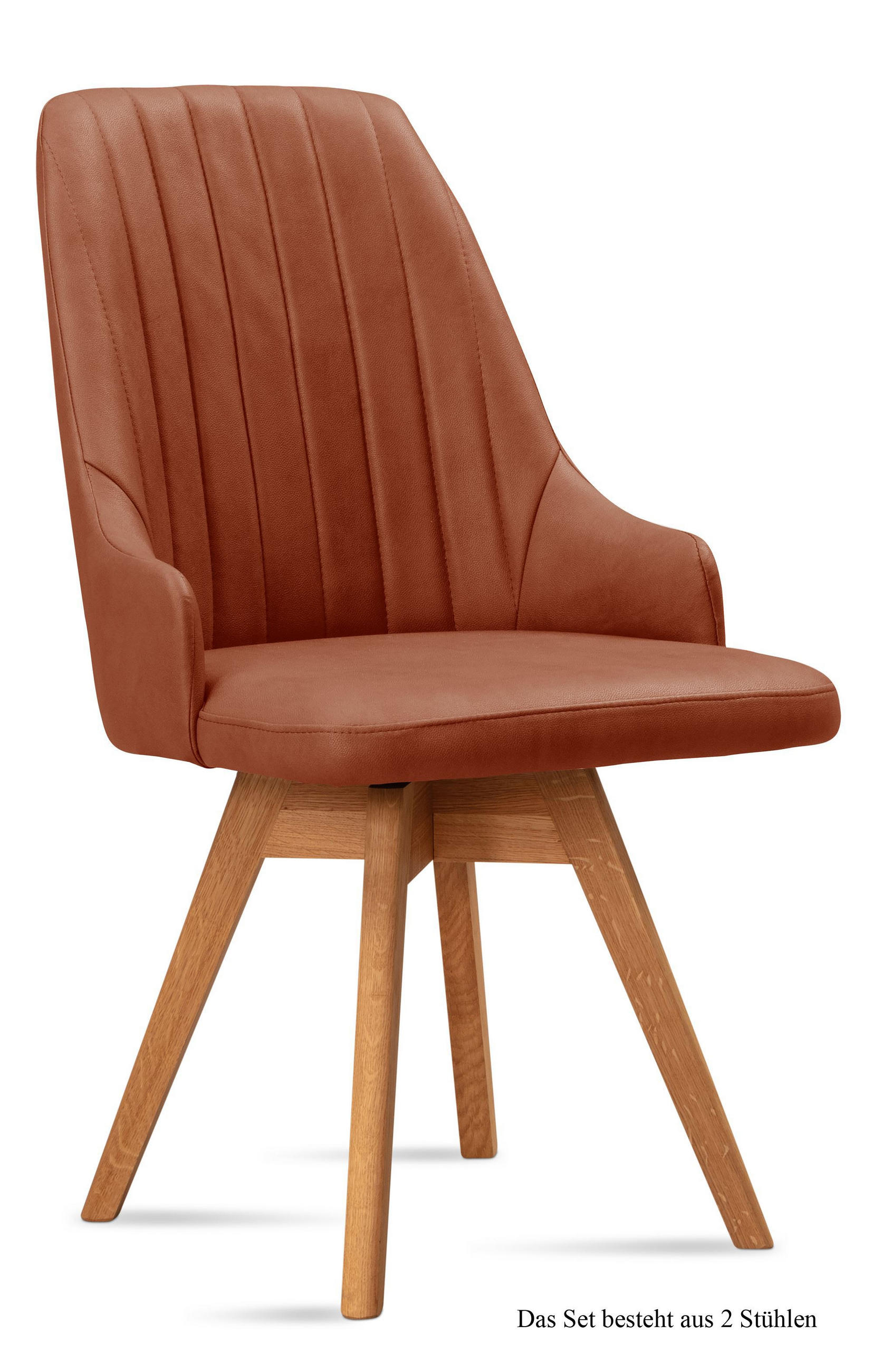 ESSZIMMERSTUHL drehbar (2er-Set) Dotti 52x91x60 Eiche geölt/Cognac - Cognac/Eichefarben, Kunststoff (60/91/52cm) - 58aufmkessel
