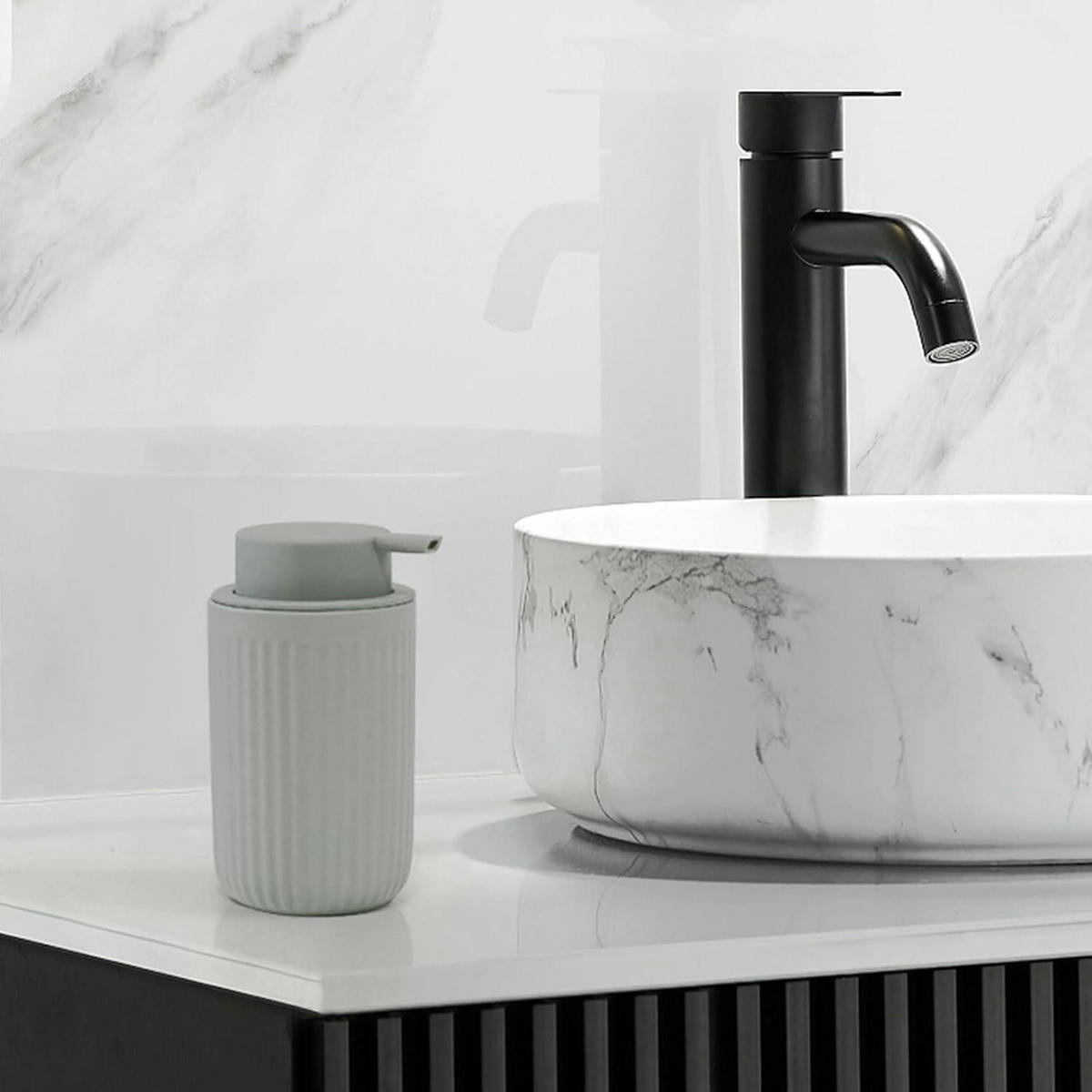 SEIFENSPENDER Keramik Grau 350ml - Grau, Keramik (8/14/8cm)