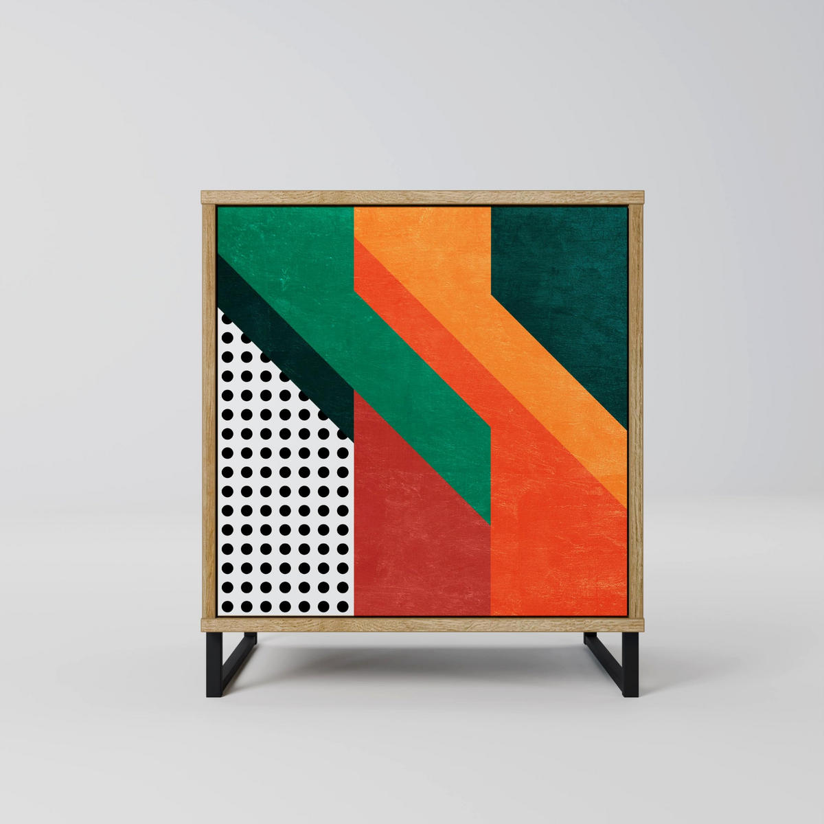 SIDEBOARD MAKESHIFT ARTISTRY, Eichefarben, 57,5x42x57,5 cm, Ohne Füße - Eichefarben/Multicolor, Holzwerkstoff (57.5/57.5/42cm) - SpaceRebels