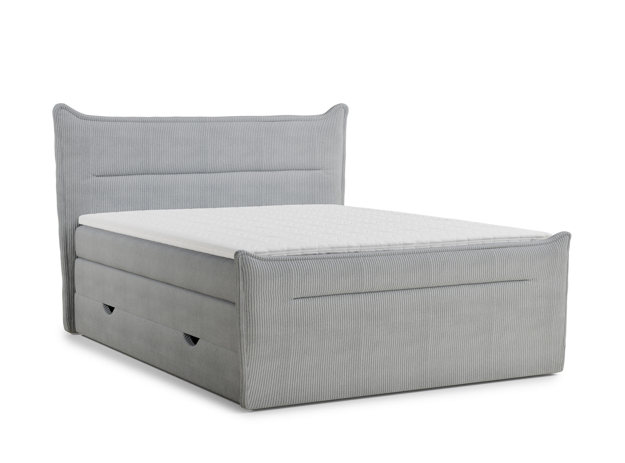 BOXSPRINGBETT Pelino 180/200 cm, in Hellgrau, Bettkasten, Matratze, Topper - Hellgrau/Schwarz, Holz/Holzwerkstoff (180/200cm) - Maison de Reve