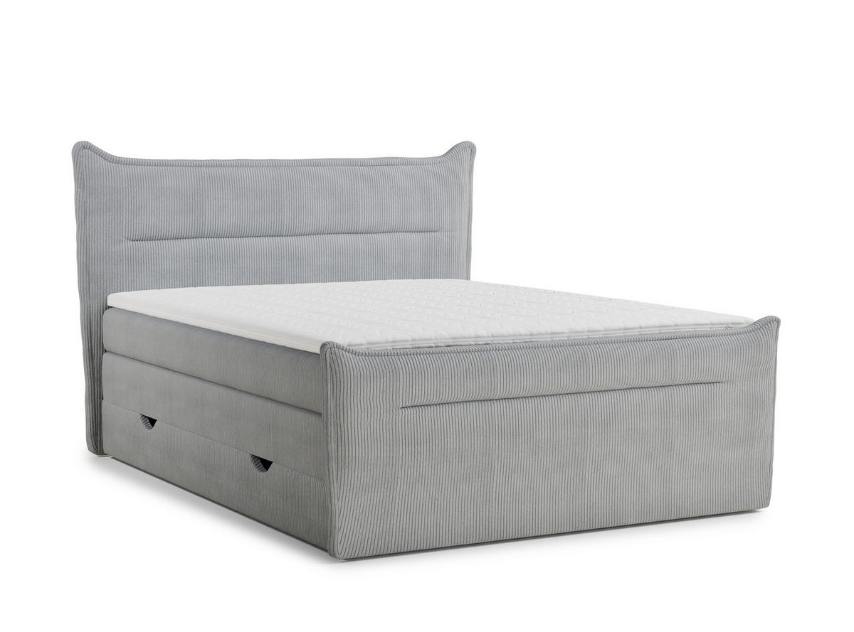 BOXSPRINGBETT Pelino 180/200 cm, in Hellgrau, Bettkasten, Matratze, Topper - Hellgrau/Schwarz, Holz/Holzwerkstoff (180/200cm) - Maison de Reve