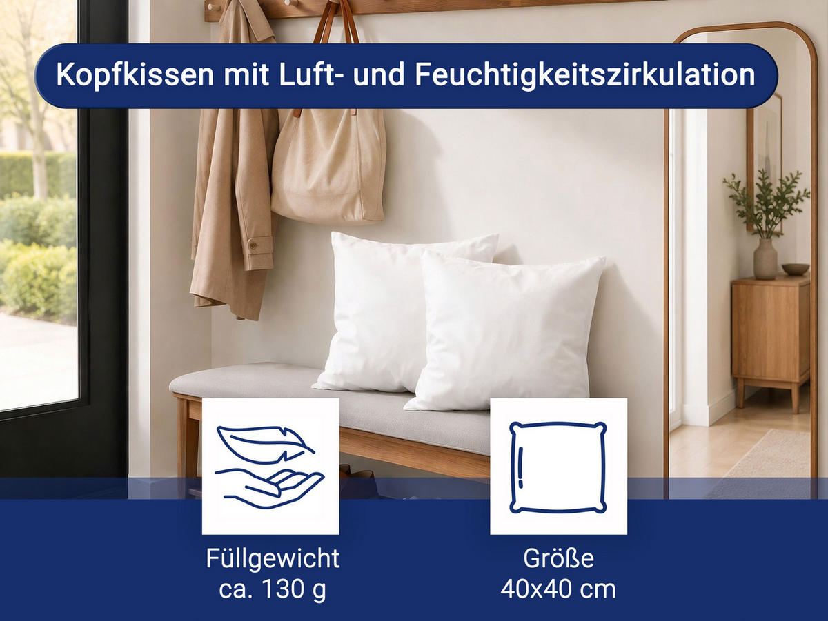KISSEN, 2er-Set, 40x40 cm, 65% Polyester, 35% Baumwolle, Weiß - Weiß, Textil (40/40cm) - Zollner