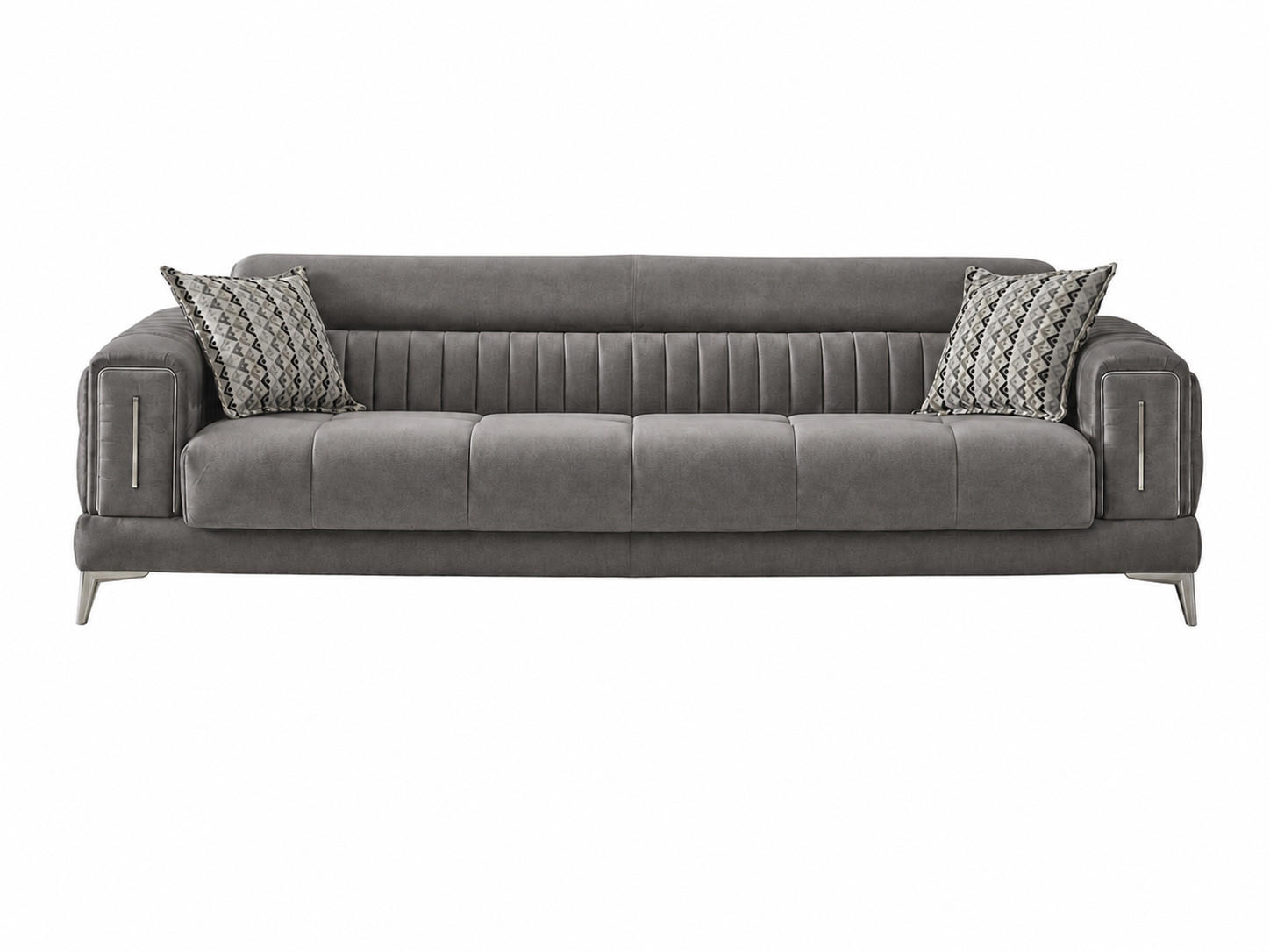 3-SITZER SOFA Arica Grau - Grau, Holzwerkstoff/Kunststoff (247/80/95cm)