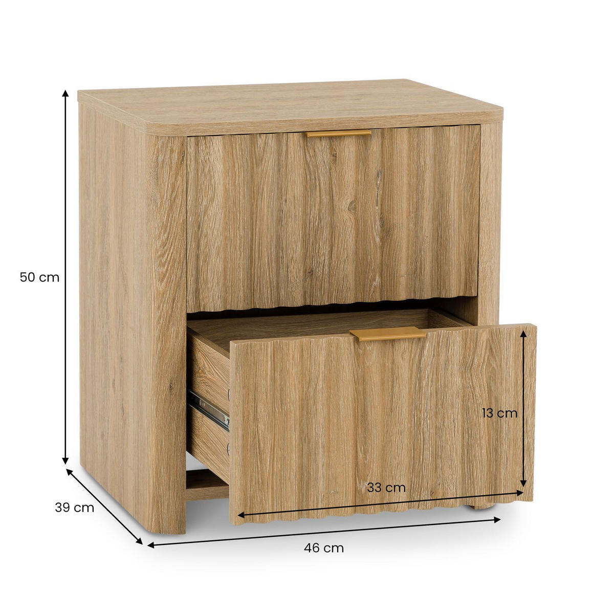 NACHTTISCH ELLA Eiche - Eichefarben, Holzwerkstoff (45/50/39cm) - IDIMEX