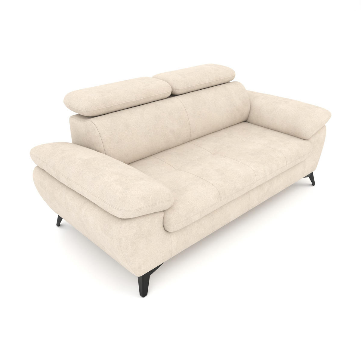 2,5-SITZER Karlstad Chenille Beige verstell. Kopfstützen B 194 cm - Sahara, Kunststoff/Textil (194/84/100cm) - foamnova