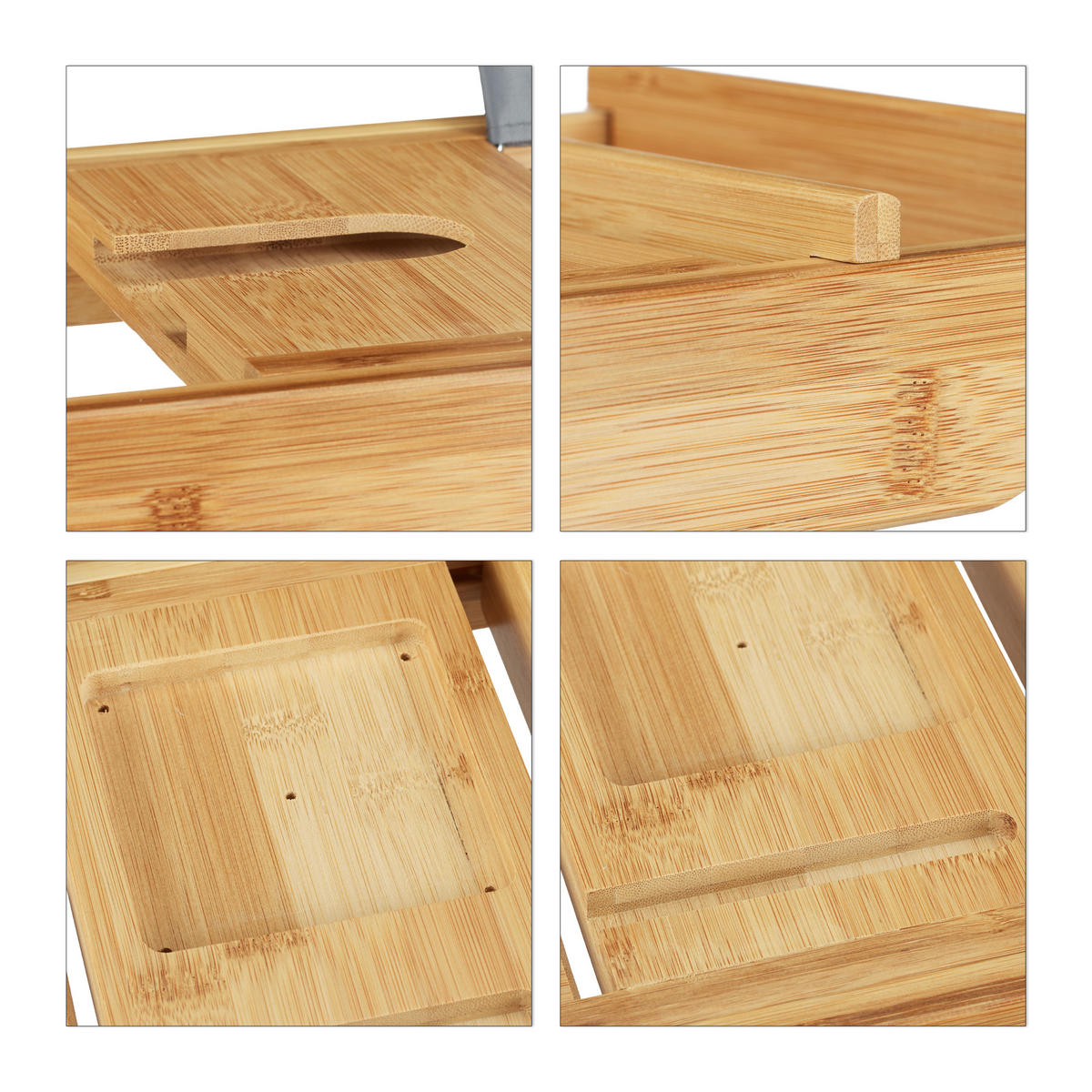 BADEWANNENABLAGE - Hellbraun, Holz/Textil (107.5/19/23cm) - Relaxdays