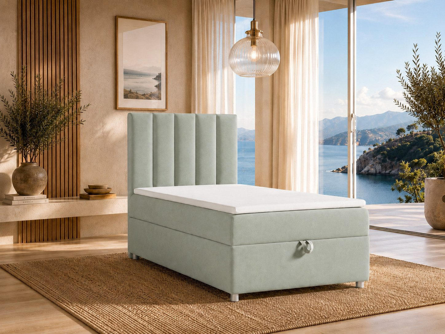 BOXBETT mit Bettkasten Trinity K-10 SINGLE Bonellfederkern inkl. Topper - Mintgrün, Holz/Holzwerkstoff (70/200cm) - Best For Home