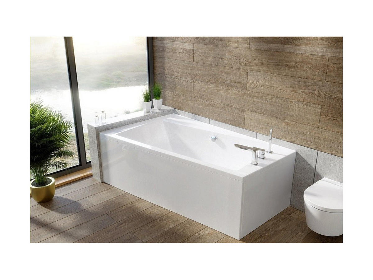 BADEWANNE Eckwanne INFINITY 160/100 Links mit Styro Ablauf Füße - Weiß, Kunststoff (100/55.5/160cm) - bad land