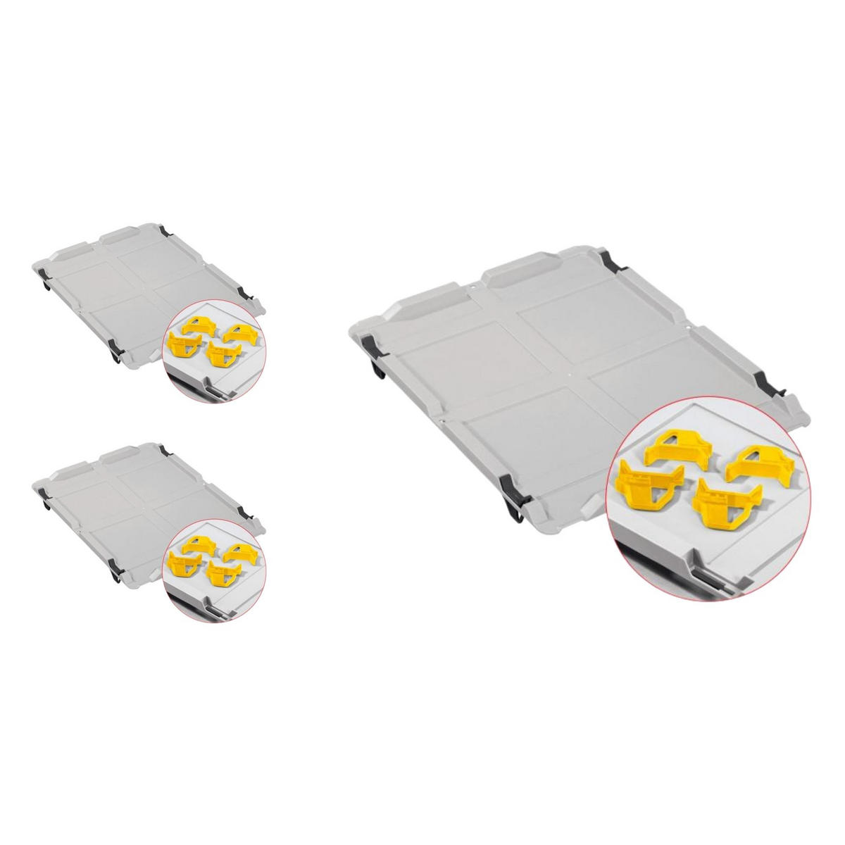 EUROBOX 3x Nextgen Economy Mit Auflagedeckel Grau/Gelb Griffe Offen 65 Liter - Gelb, Kunststoff (40/32/60cm) - PROREGAL