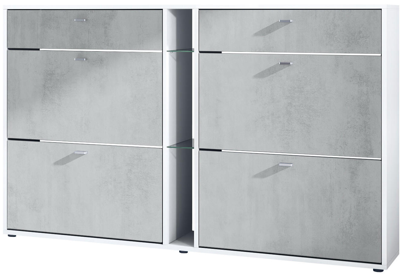 SCHUHSCHRANK Today Fronten in Beton Oxid Optik - Hellgrau, Holzwerkstoff (155.5/95/28cm) - Vladon