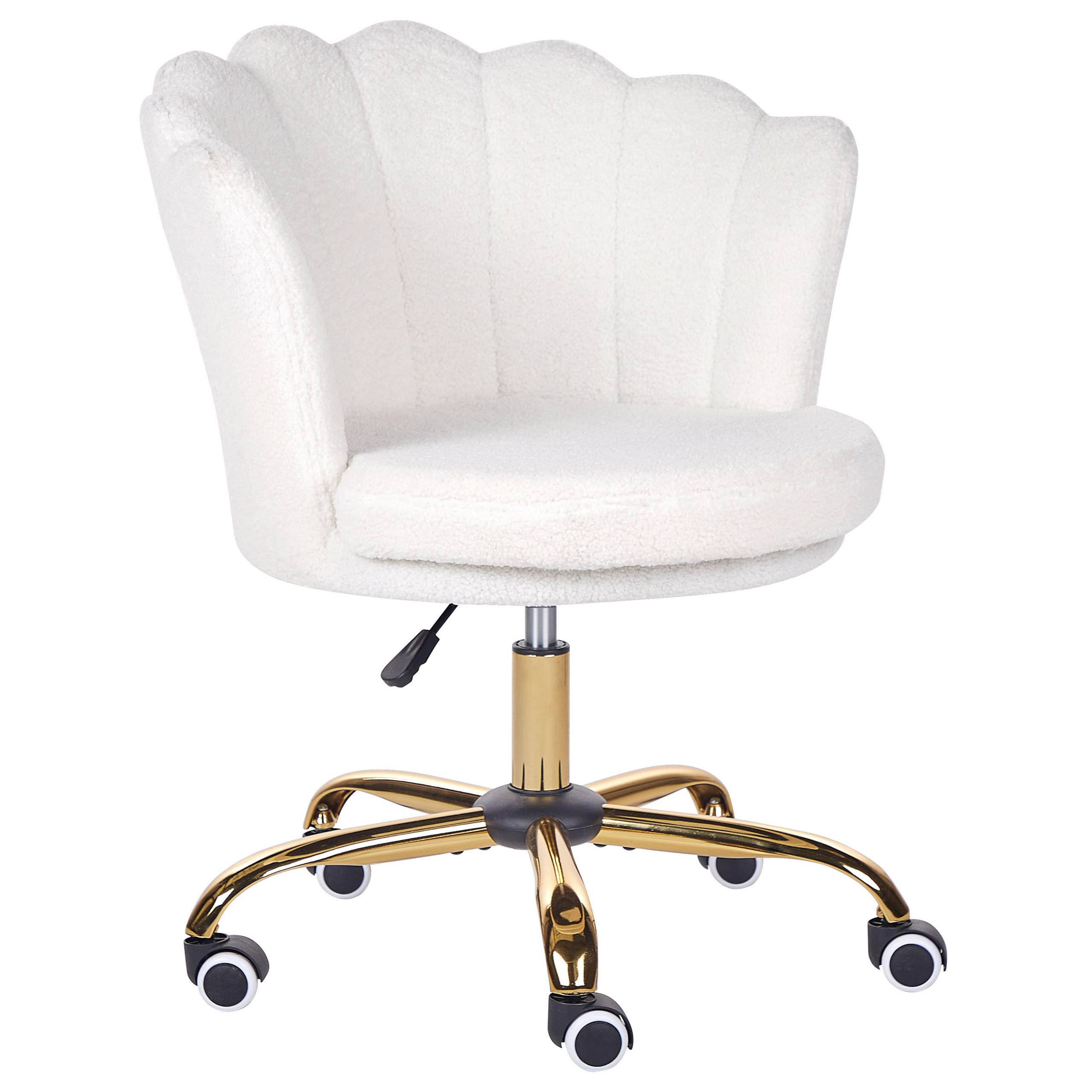 BÜROSTUHL Bouclé Weiß Monticello - Weiß, Textil/Metall (67/78/65cm) - Beliani