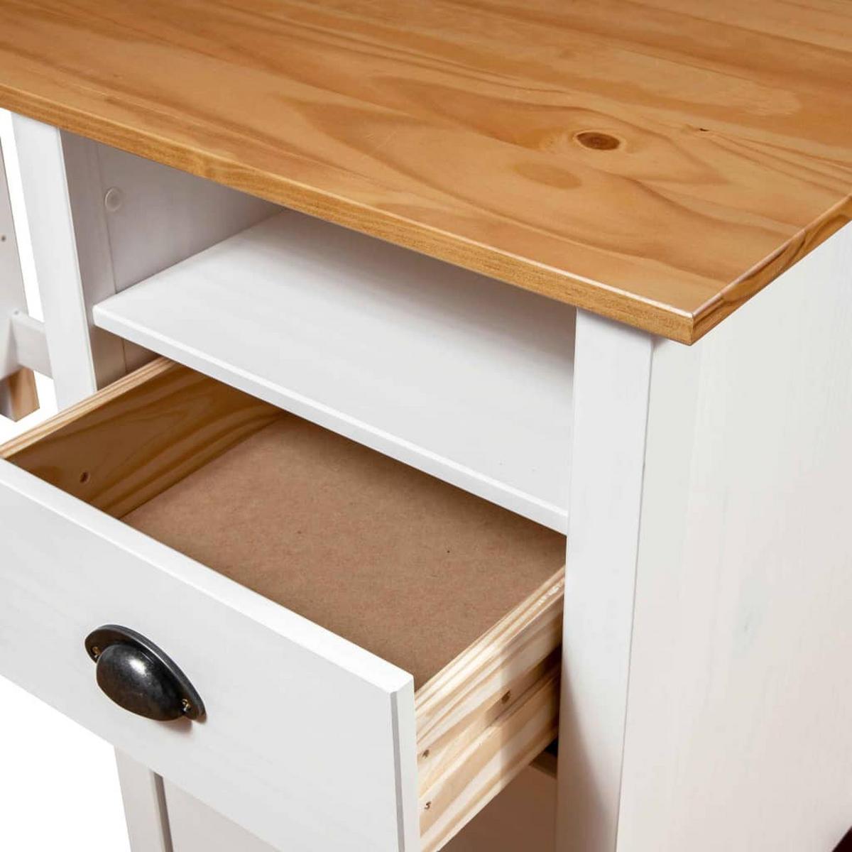 SCHREIBTISCH mit 3 Schubladen, 120/5/74 cm, aus Kiefernholz, in Weiß und Braun - Weiß, Holz (50/120/74cm) - vidaXL