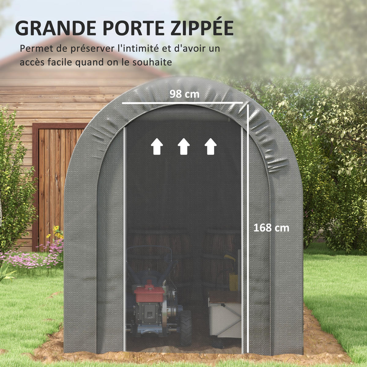FAHRRADGARAGE DE-16836 mit PE-Planen Grau - Grau, Metall (159/190/239cm) - ComfortXL