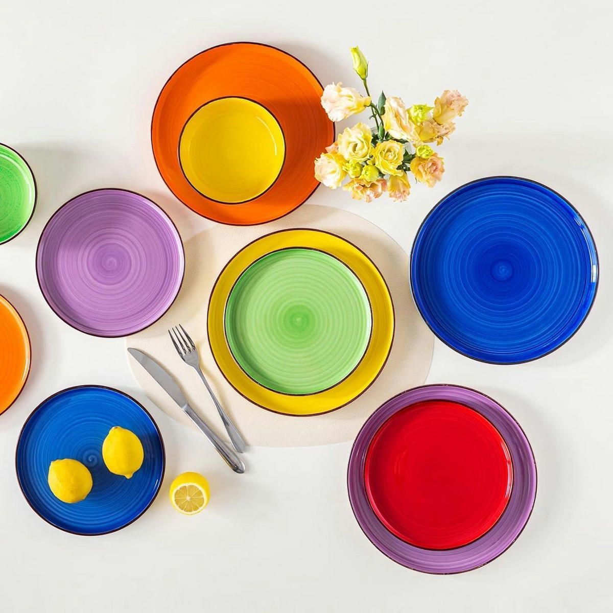 TAFELSERVICE 18-teiliges Set Bonita Steingut bunt - Multicolor, Keramik (26/2.3/26cm)