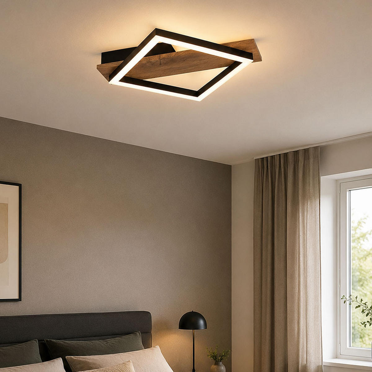 LED DECKENLEUCHTE BEATRIX Metall Schwarz - Schwarz, Metall (33/31/5.5cm) - Globo Lighting