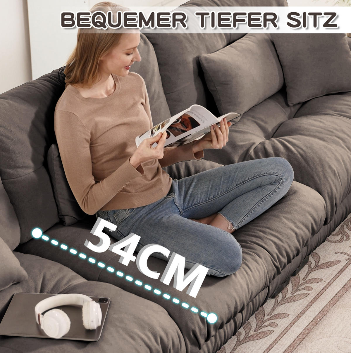 ECKSOFA 406/145/81 cm modular Braun aus Chenille mit beweglichen Hockern - Braun, Textil (145/406cm) - OKWISH