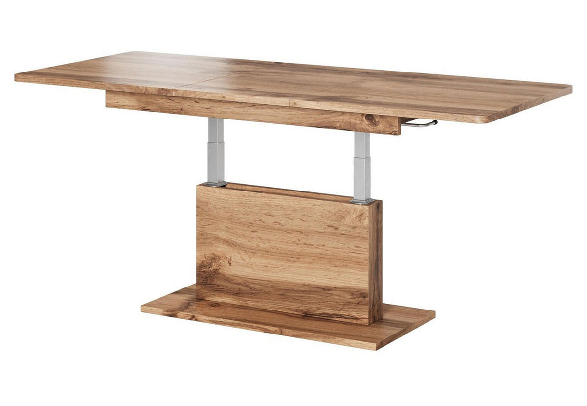 WOHNZIMMERTISCH Busetti Eiche Wotan 126-167 / 70 / 56-74cm - Eichefarben, Holz/Holzwerkstoff (70/167/74cm) - Feldmann-Wohnen