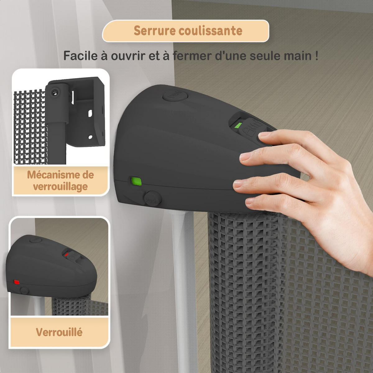 TREPPENSCHUTZGITTER Rollbares Türgitter 80 x 130 cm Schwarz - Schwarz, Kunststoff (130/4cm) - Twinky