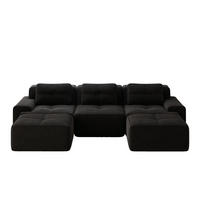 WOHNLANDSCHAFT Schwarz 293/177/69 cm 3-Sitzer Modular Cordstoff - Schwarz, Textil (293/69/177cm) - PANGIVO
