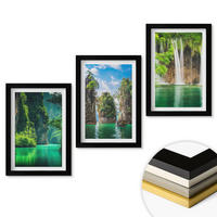 WANDBILDER 3er-Set - 20x30 cm Schwarzer Rahmen - Grüne Landschaften, Wasserfälle - Schwarz, Kunststoff (20/30cm) - ArtPrintCave