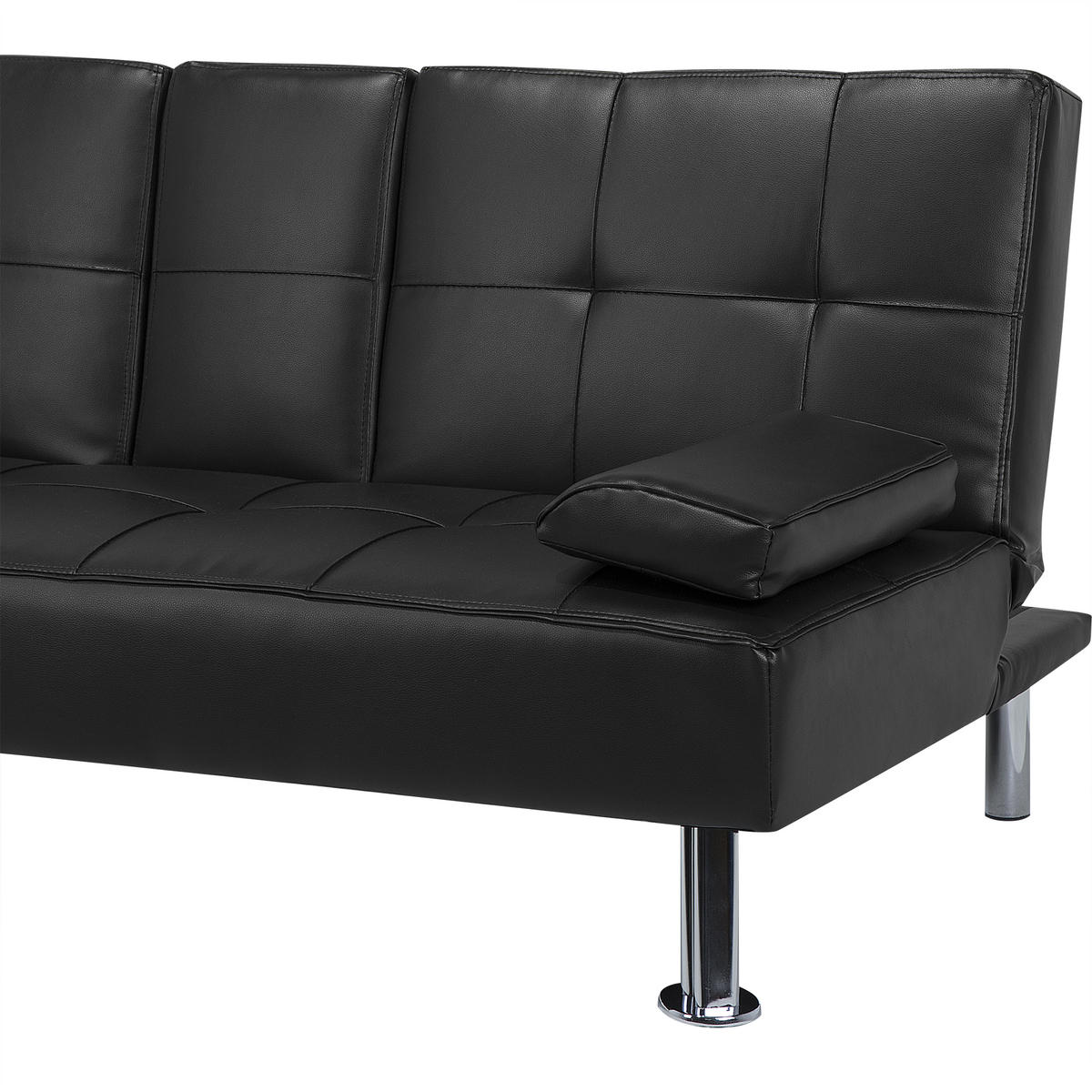 3-SITZER-SCHLAFSOFA Kunstleder Schwarz Roxen - Schwarz, Kunststoff/Textil (168/77/81cm) - Beliani
