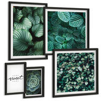 BILDER SET 5er Set - 50x50 cm & 20x30 cm & 40x60 cm Schwarzer Rahmen - Wellen, Sand, Wasser, Steine, Strand - Schwarz, Kunststoff (40/60cm) - TULUP
