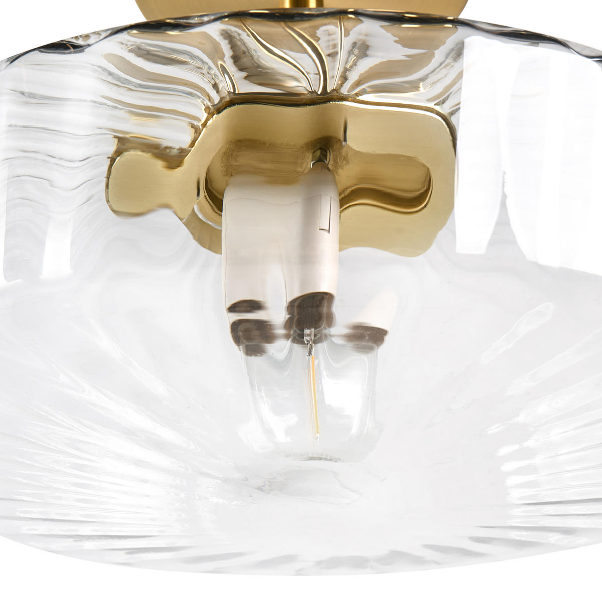 DECKENLAMPE Transparent Siepre - Transparent/Goldfarben, Glas (30/30/22cm) - Beliani